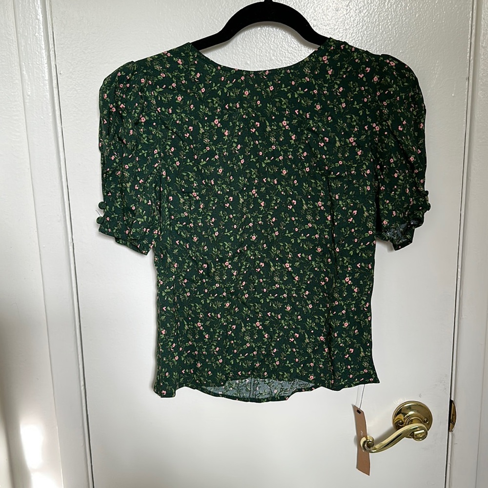 Reformation Alena Top in Coriander Floral Green Print BNWT